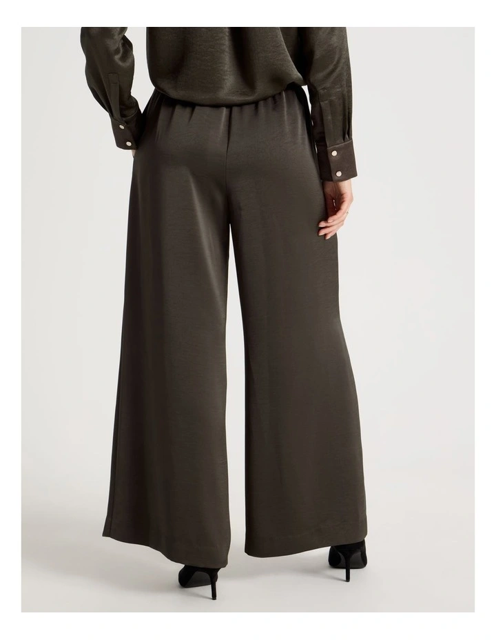 Polyester Satin Wide Leg Pants in Charcoal image 5