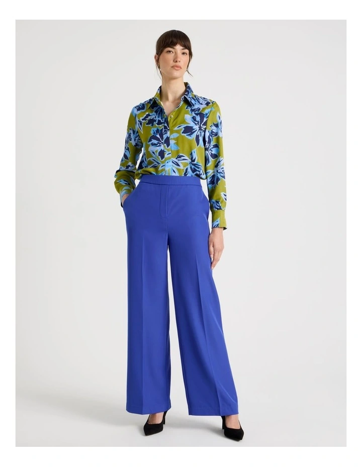 Drape Twill Wide Leg Pants in Cobalt image 3