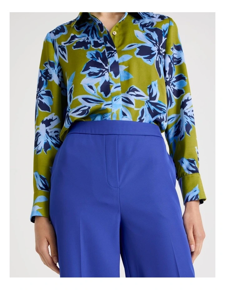 Drape Twill Wide Leg Pants in Cobalt image 4