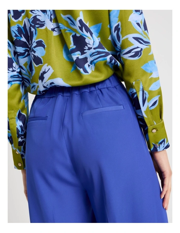Drape Twill Wide Leg Pants in Cobalt image 6