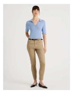Sateen Twill Five Pocket Pant in Stone