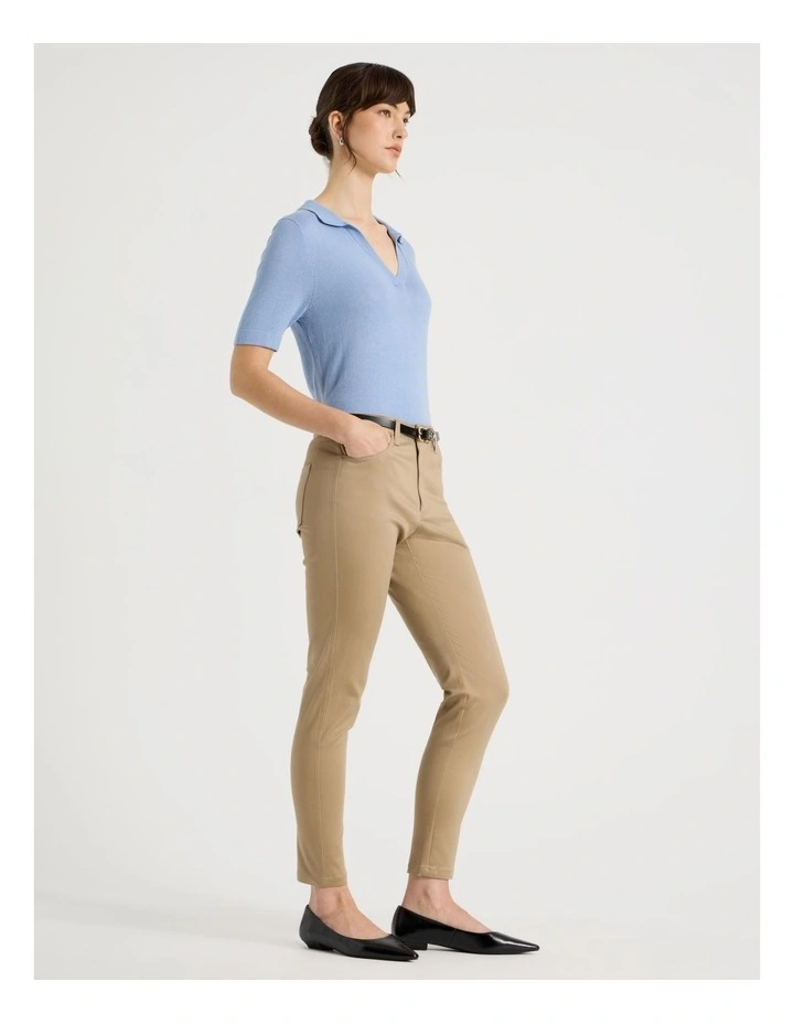 Sateen Twill Five Pocket Pant in Stone image 3