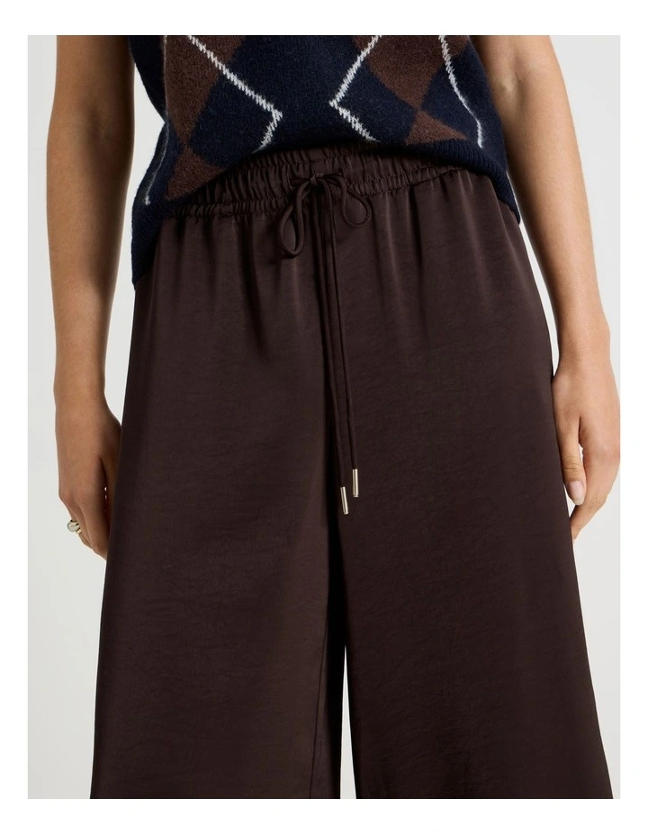 Satin Wide Leg Pant in Brown image 4