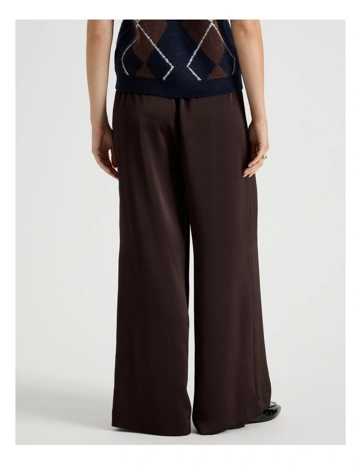 Satin Wide Leg Pant in Brown image 5