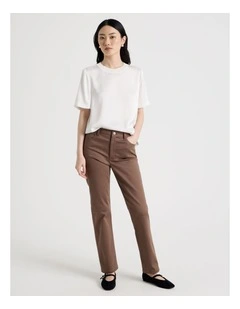 Sateen Straight 5 Pocket Pant in Mocha