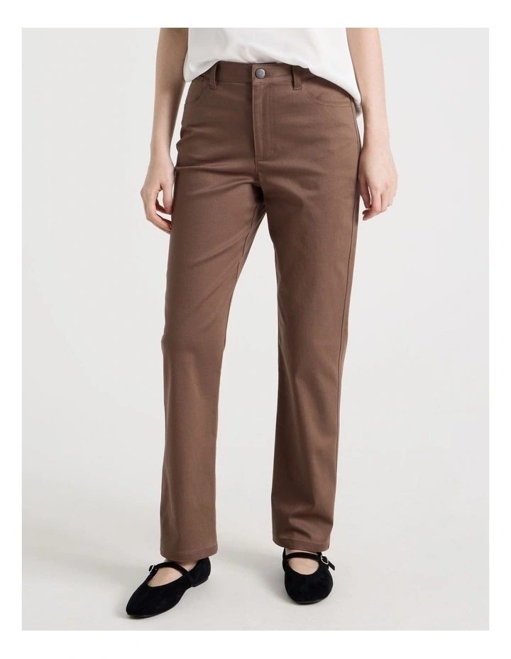 Sateen Straight 5 Pocket Pant in Mocha image 2