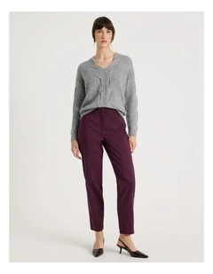 Compact Sateen Pant in Aubergine