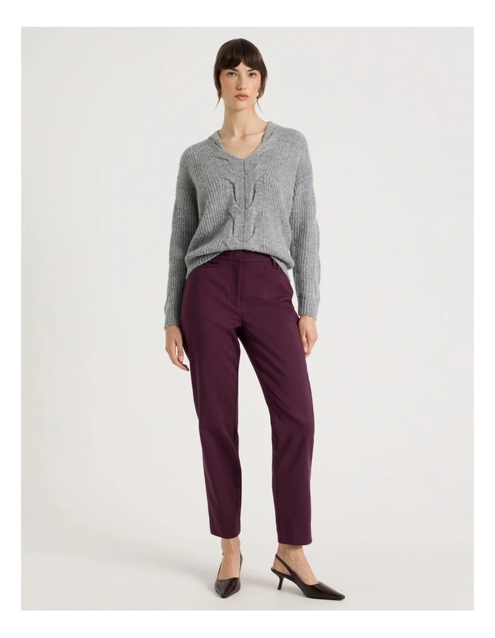 Compact Sateen Pant in Aubergine image 1