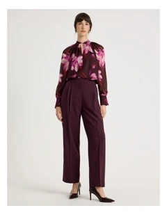 Matt Crepe Wide Leg Pant in Aubergine