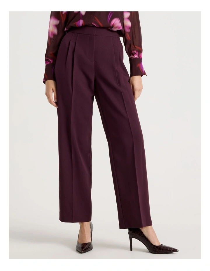 Matt Crepe Wide Leg Pant in Aubergine image 2