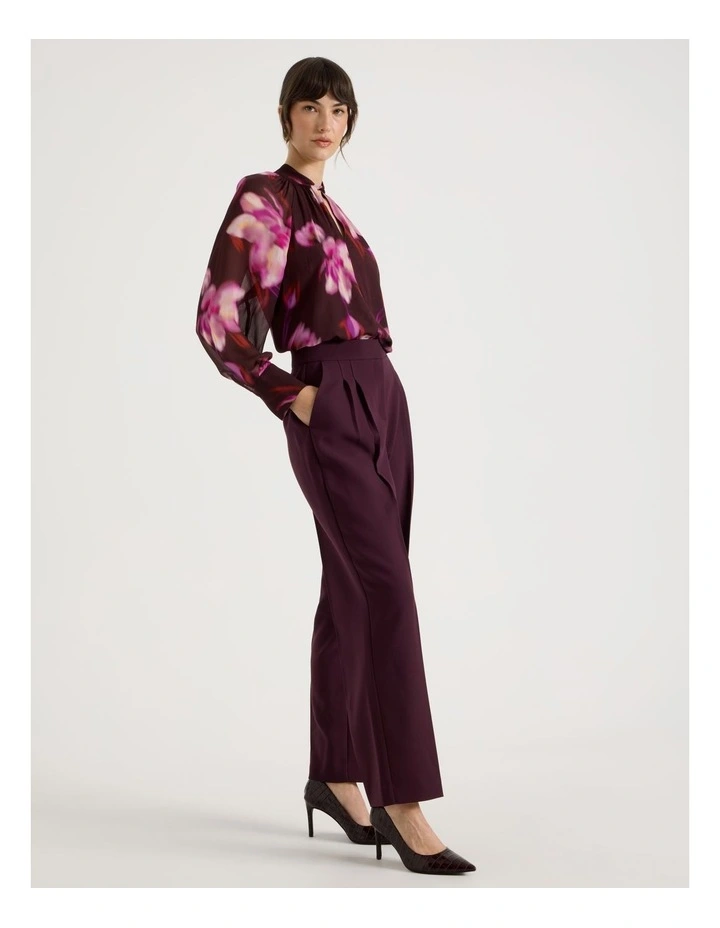 Matt Crepe Wide Leg Pant in Aubergine image 3