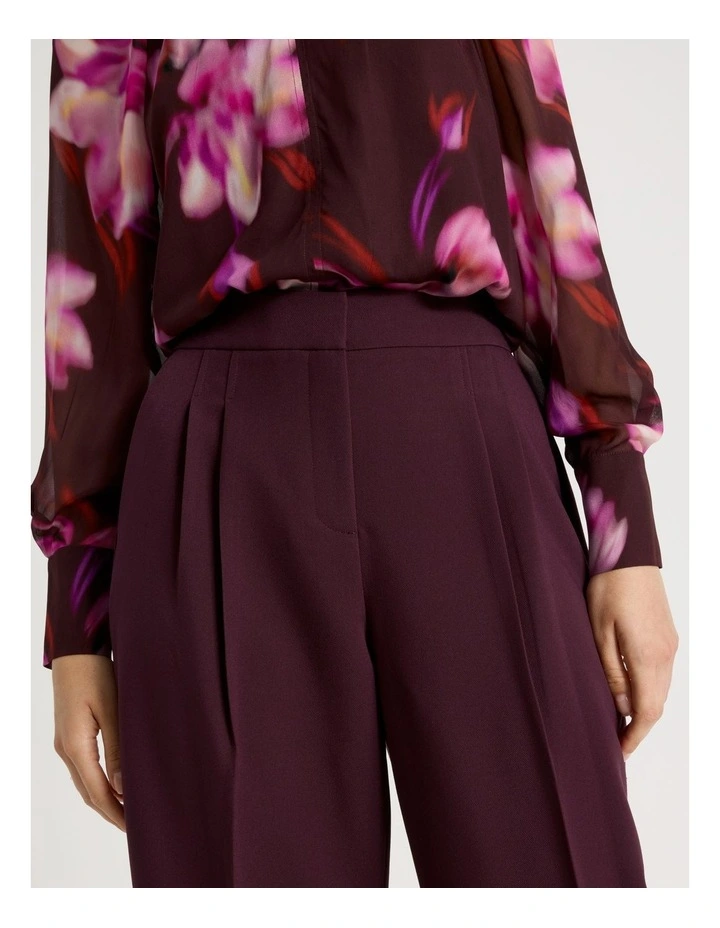 Matt Crepe Wide Leg Pant in Aubergine image 4