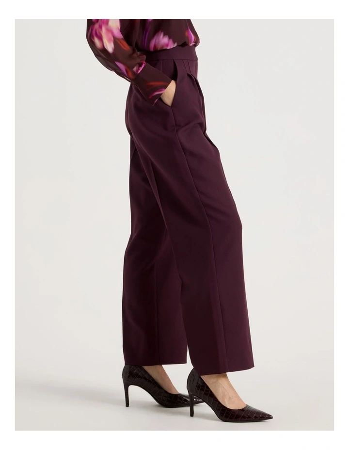 Matt Crepe Wide Leg Pant in Aubergine image 5