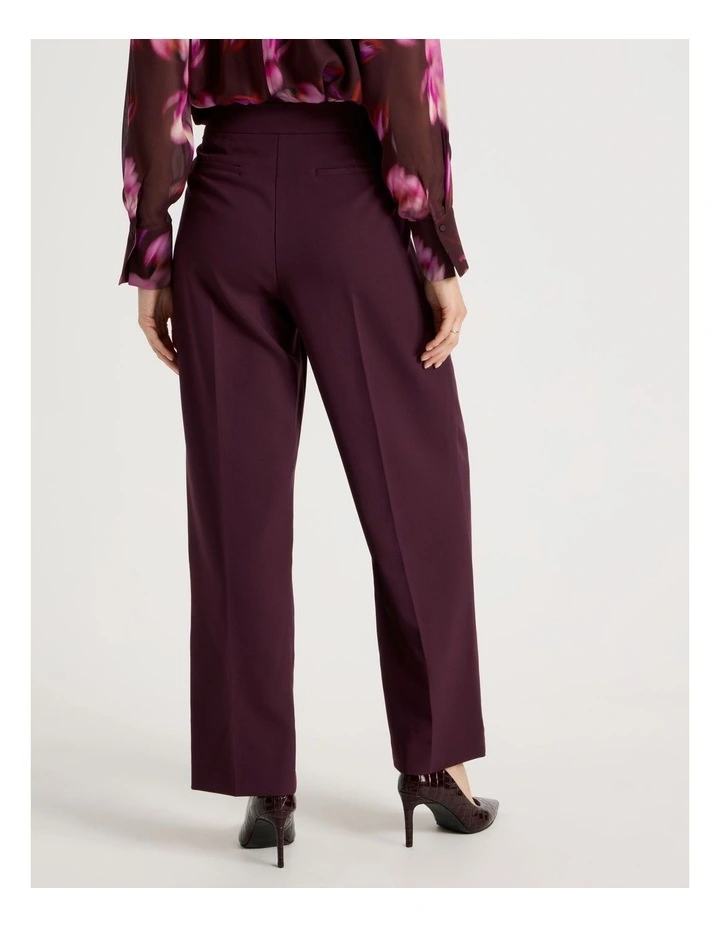 Matt Crepe Wide Leg Pant in Aubergine image 6