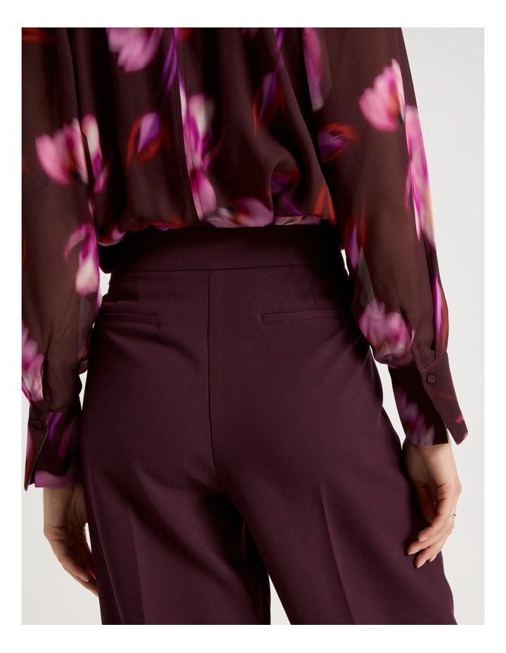 Matt Crepe Wide Leg Pant in Aubergine image 7