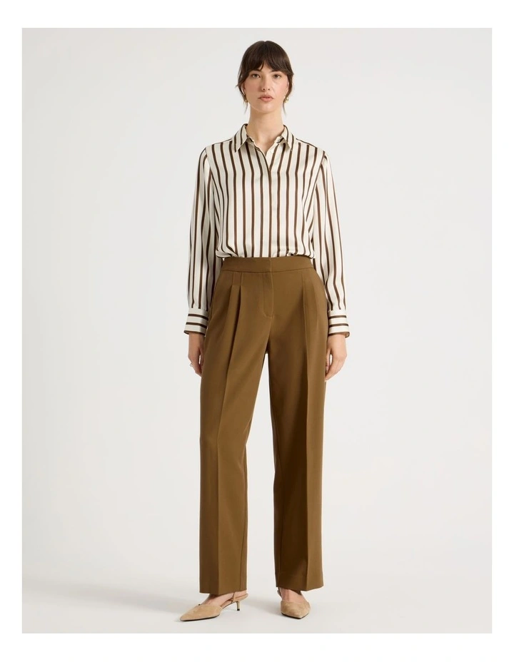 Matt Crepe Wide Leg Pant in Chestnut image 1