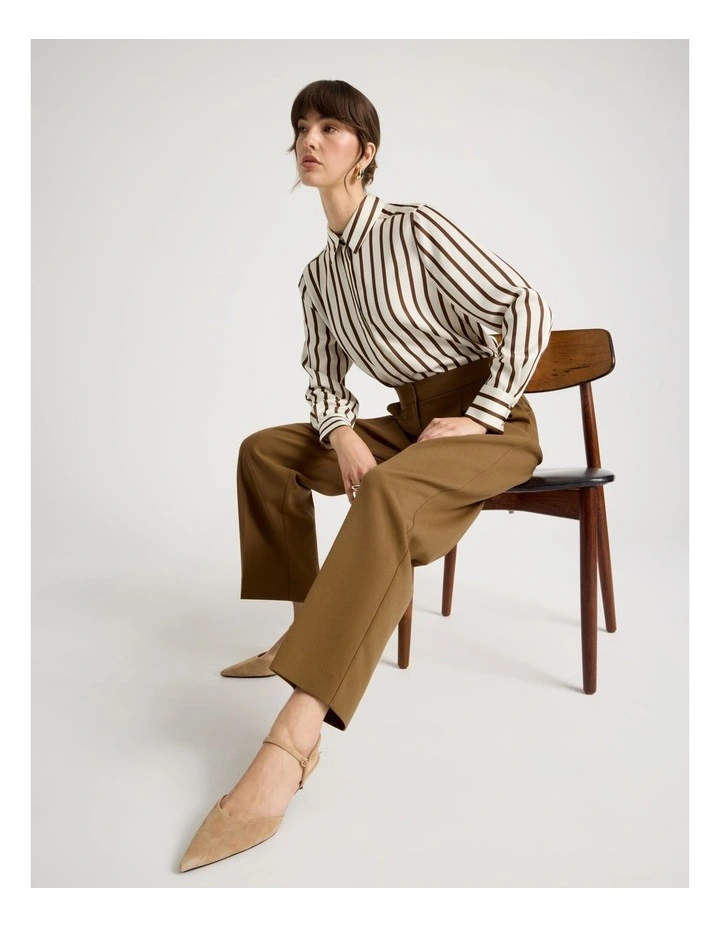 Matt Crepe Wide Leg Pant in Chestnut image 3