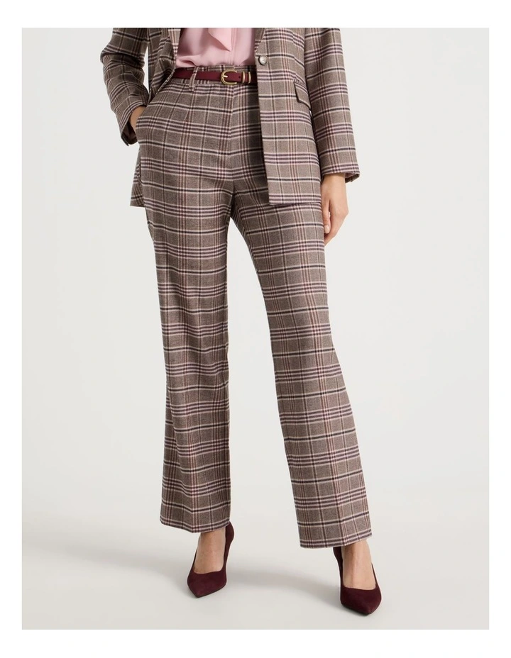 Straight Leg Pant in Pink Check image 2