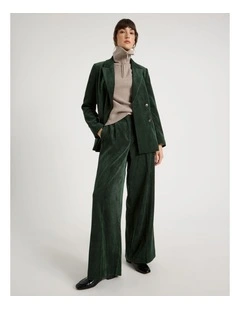 Cord Wide Leg Pant in Dark Green