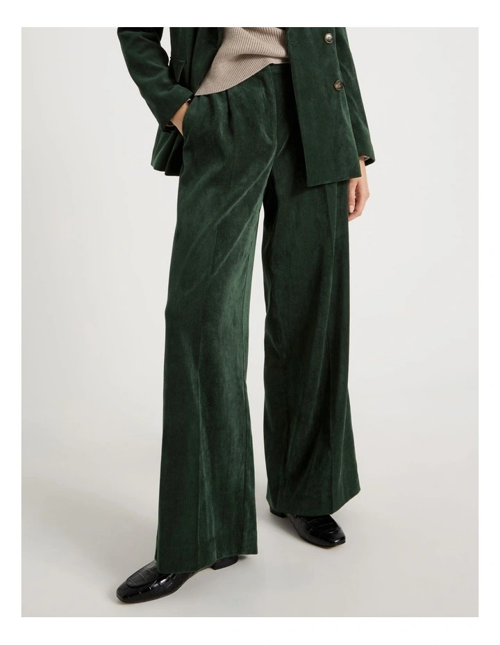 Cord Wide Leg Pant in Dark Green image 2