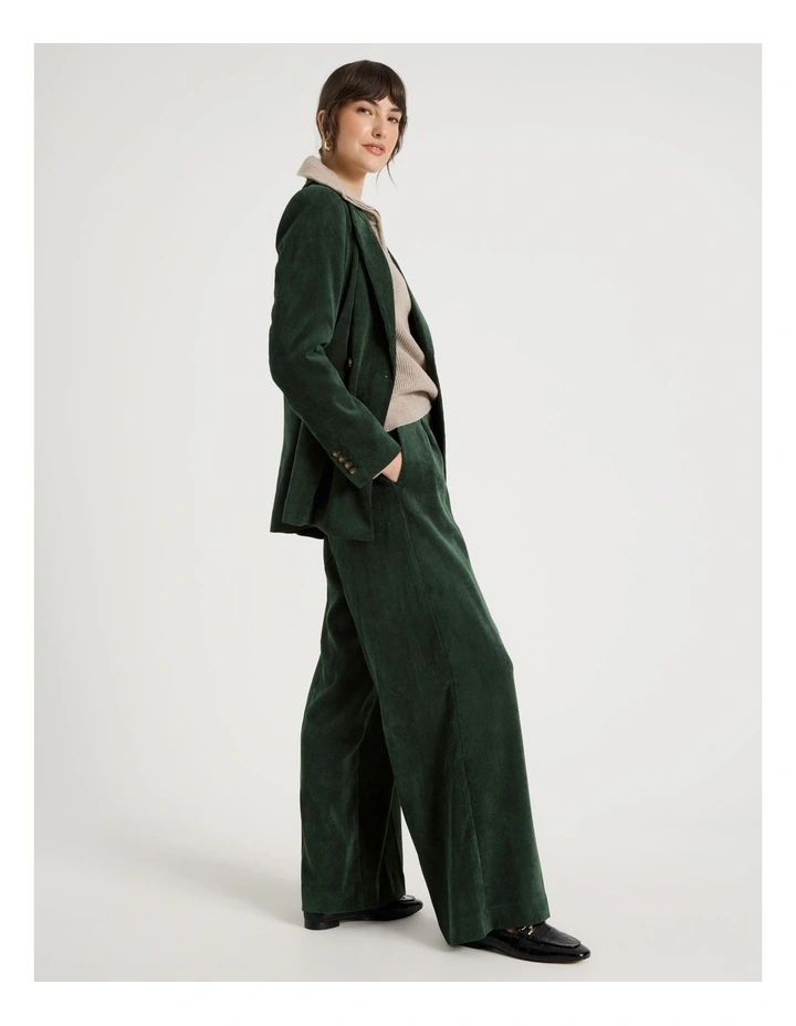 Cord Wide Leg Pant in Dark Green image 3