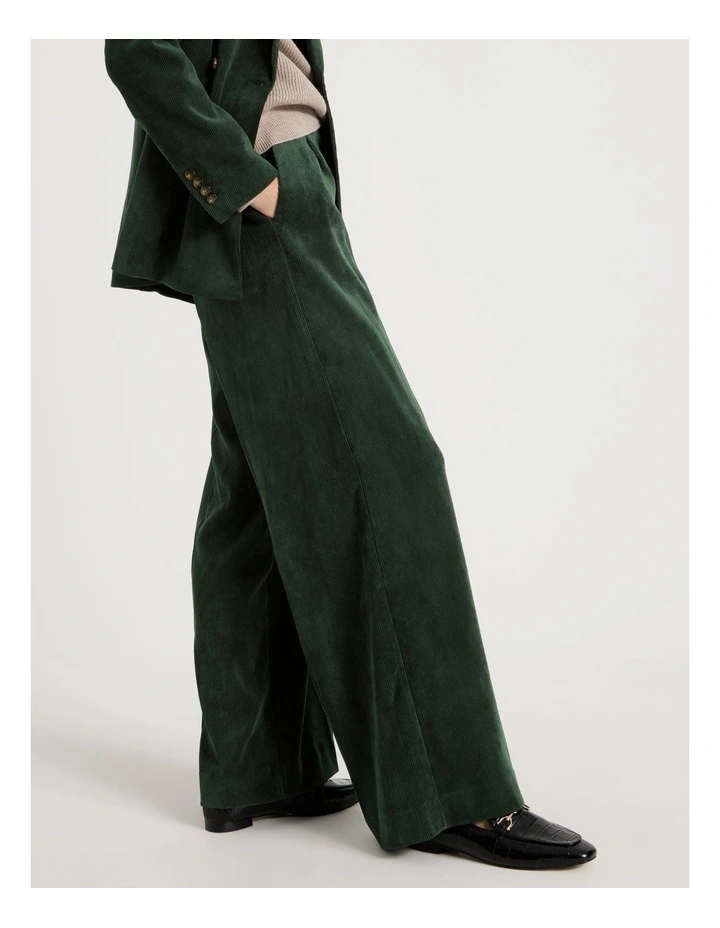 Cord Wide Leg Pant in Dark Green image 5