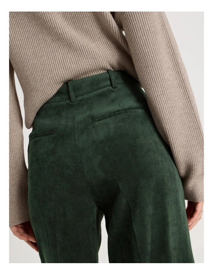 Cord Wide Leg Pant in Dark Green image 7