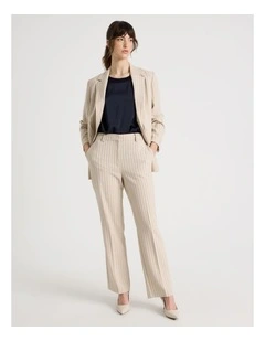Drapey Straight Leg Pinstripe Pant in Stone