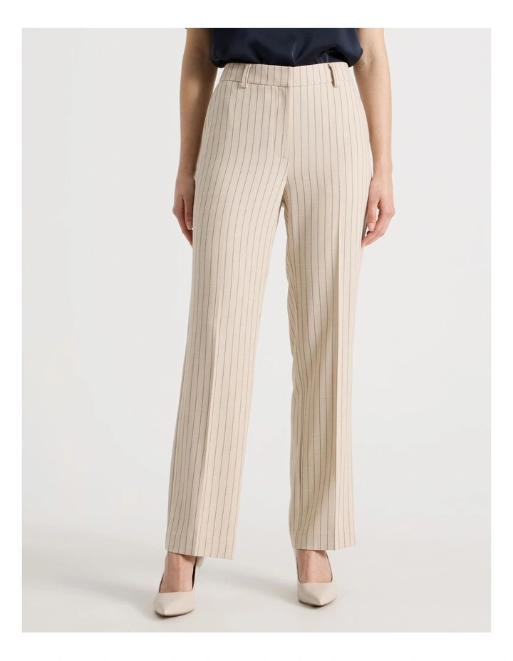 Drapey Straight Leg Pinstripe Pant in Stone image 2