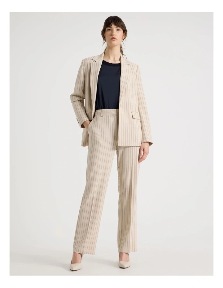 Drapey Straight Leg Pinstripe Pant in Stone image 4
