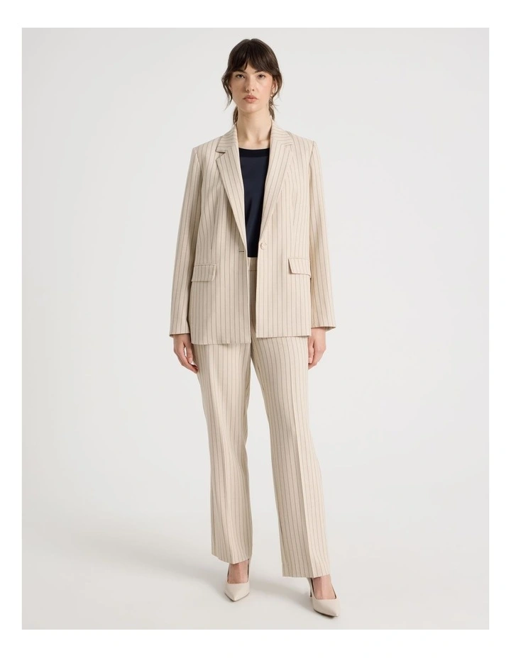 Drapey Straight Leg Pinstripe Pant in Stone image 7
