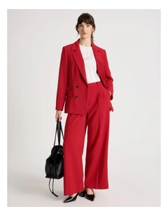 Wide Leg Suit Pant in Red