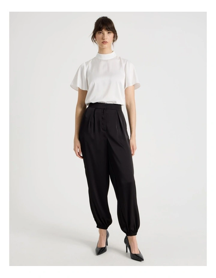 Satin Harem Pant in Black image 1