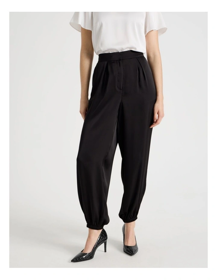 Satin Harem Pant in Black image 2