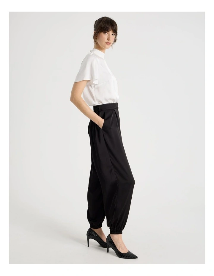 Satin Harem Pant in Black image 4