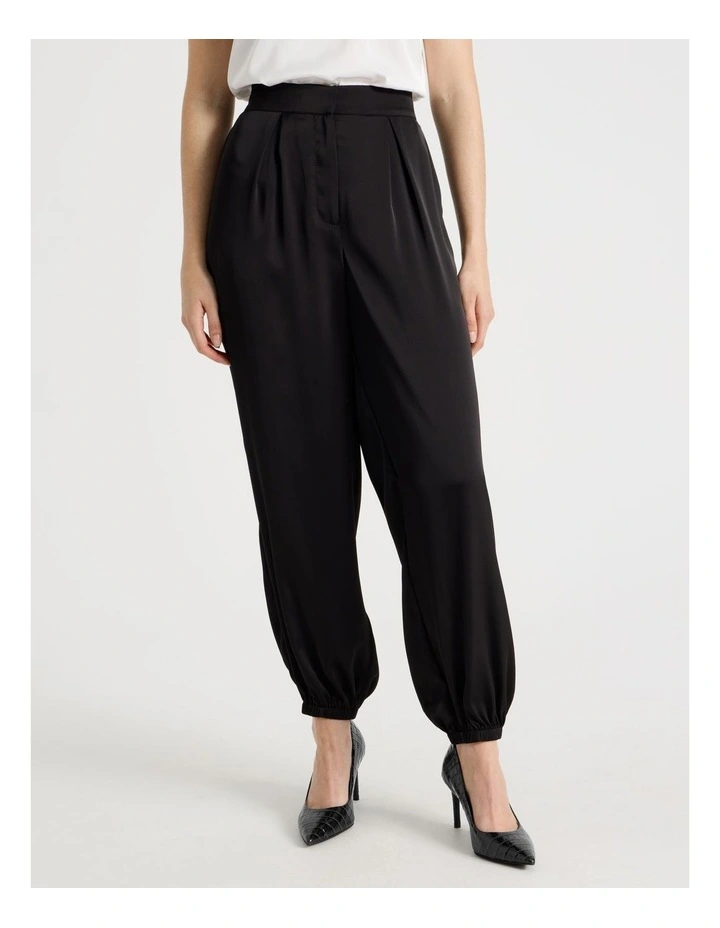 Satin Harem Pant in Black image 5