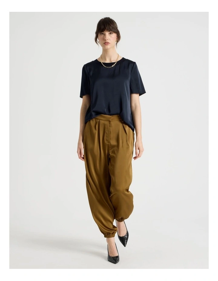 Satin Harem Pant in Khaki image 5