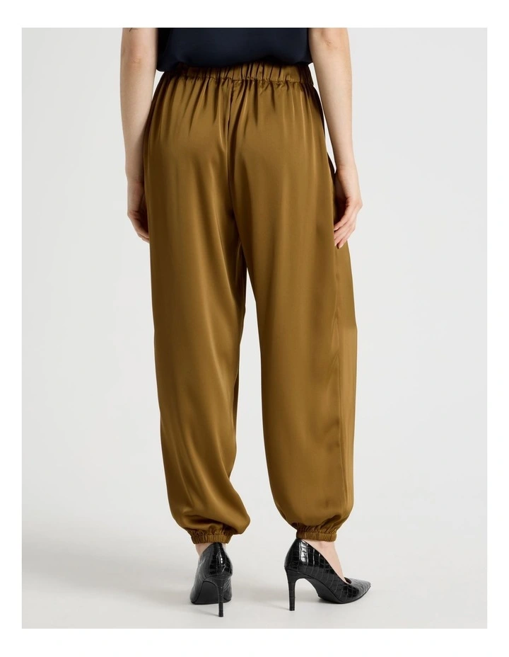 Satin Harem Pant in Khaki image 6