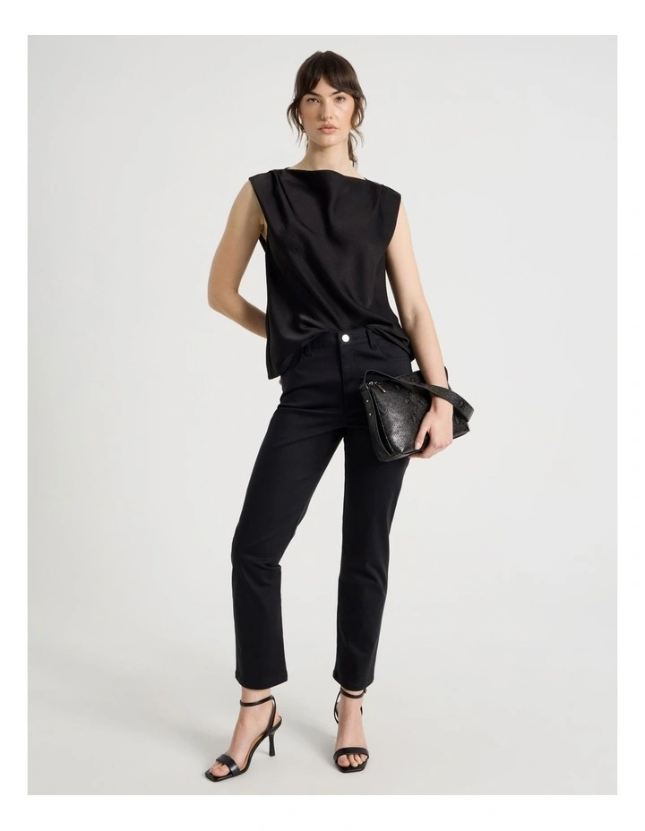 Sateen Straight 5 Pocket Pant in Black image 1