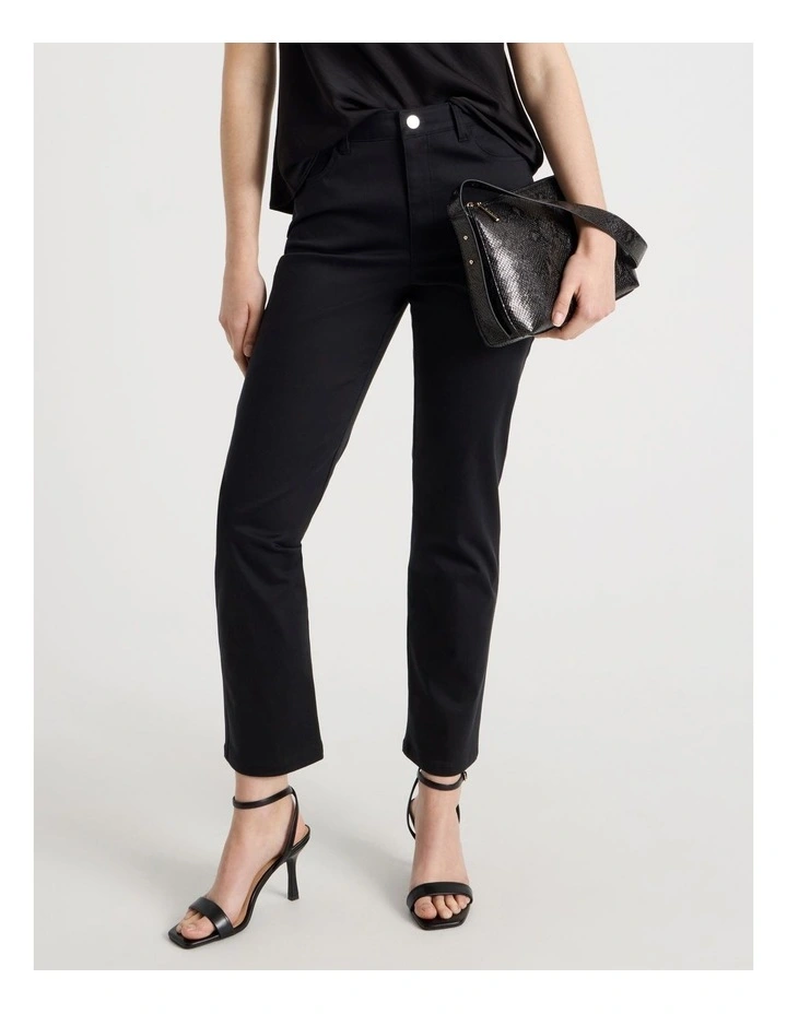 Sateen Straight 5 Pocket Pant in Black image 2