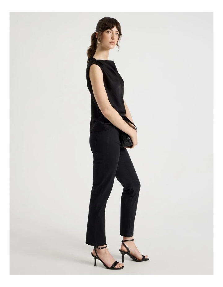 Sateen Straight 5 Pocket Pant in Black image 3