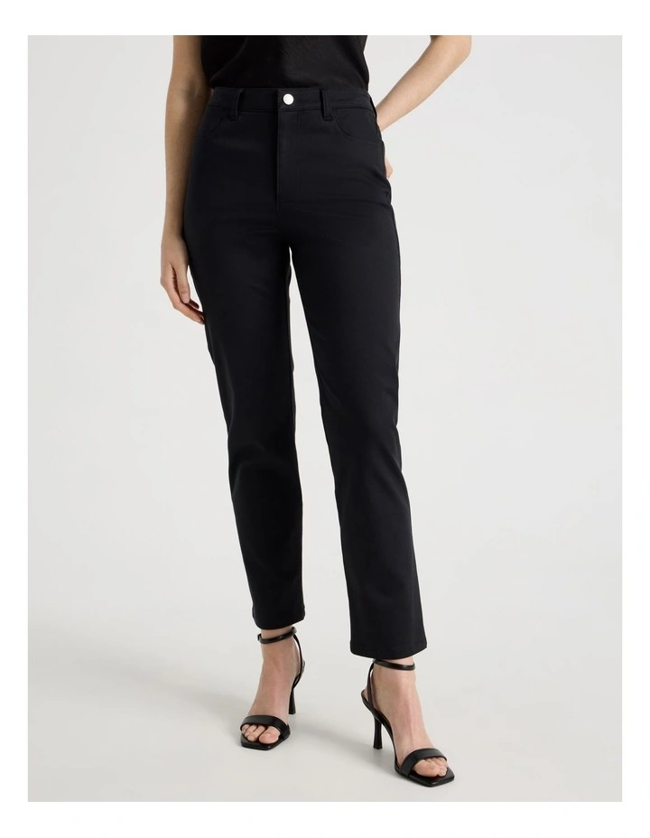 Sateen Straight 5 Pocket Pant in Black image 4