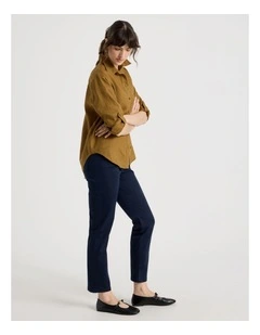 Sateen Straight 5 Pocket Pant in Navy