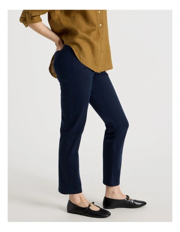 Sateen Straight 5 Pocket Pant in Navy image 3