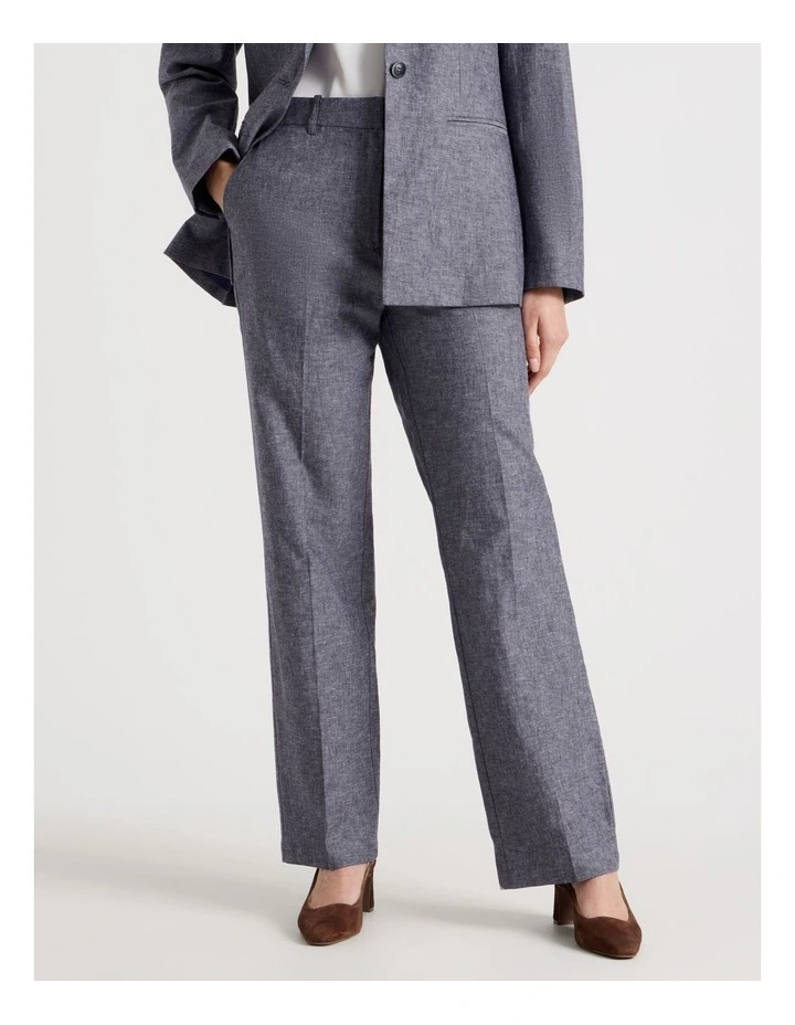 Cross Hatch Linen Blend Straight Leg Suit Pant in Denim image 2