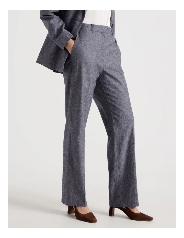 Cross Hatch Linen Blend Straight Leg Suit Pant in Denim image 3