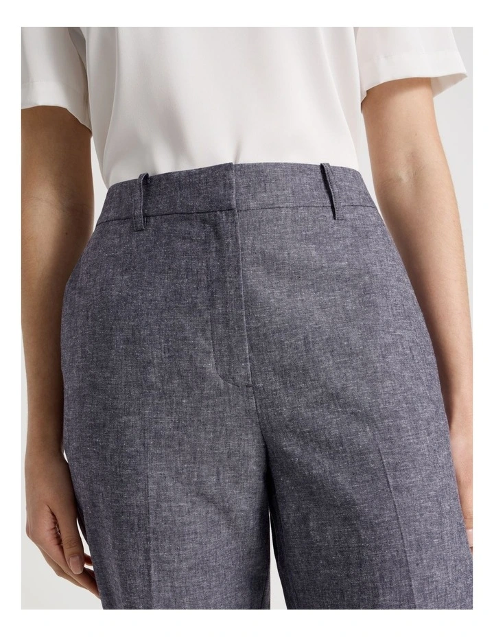 Cross Hatch Linen Blend Straight Leg Suit Pant in Denim image 4