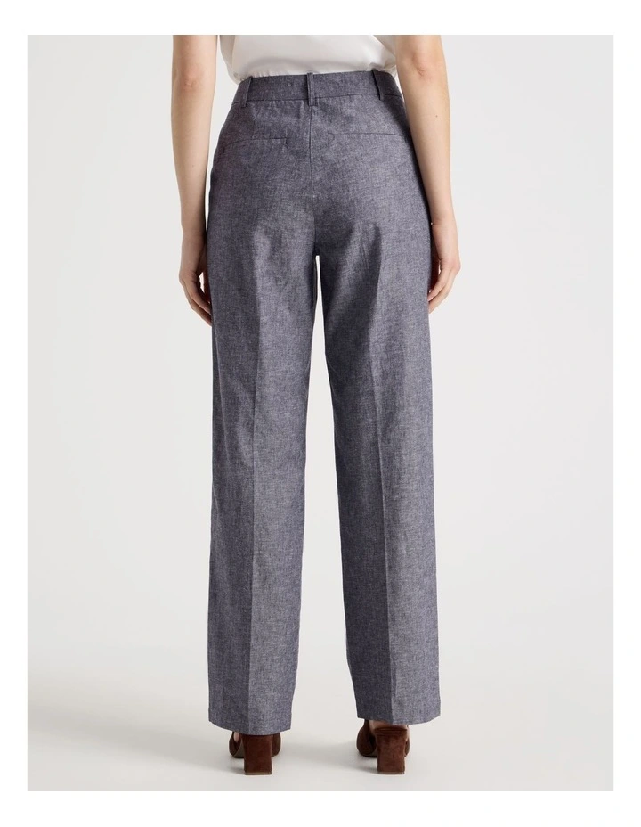 Cross Hatch Linen Blend Straight Leg Suit Pant in Denim image 5