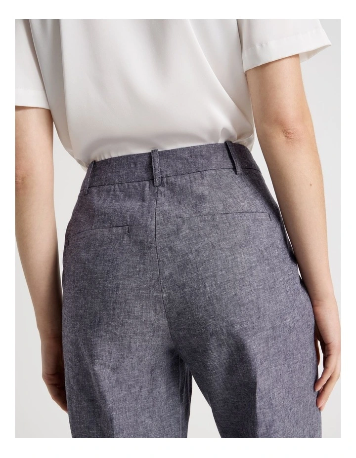Cross Hatch Linen Blend Straight Leg Suit Pant in Denim image 6