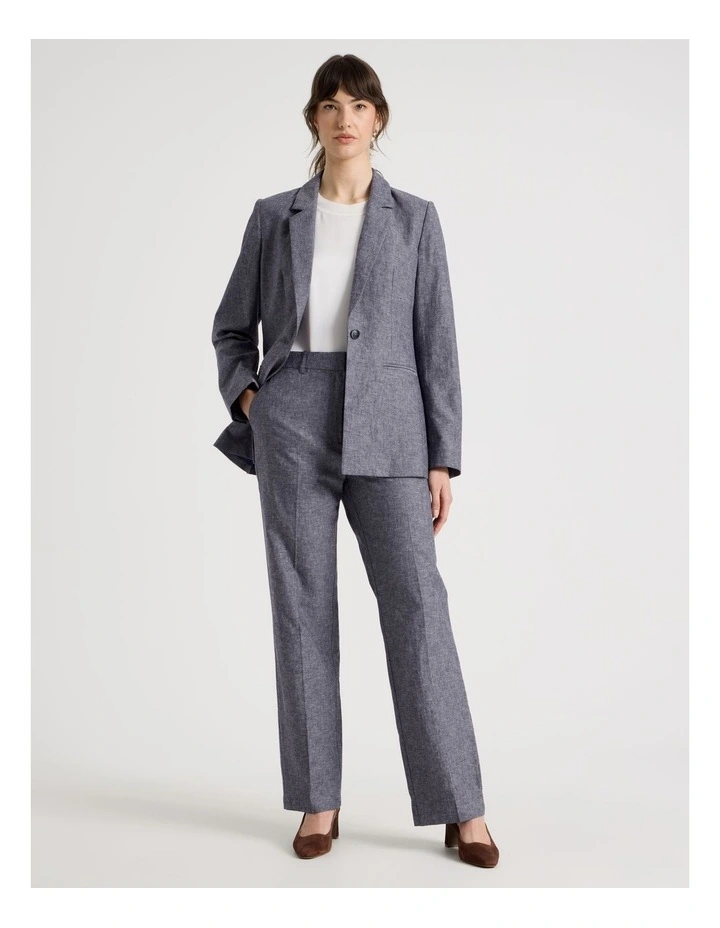Cross Hatch Linen Blend Straight Leg Suit Pant in Denim image 7
